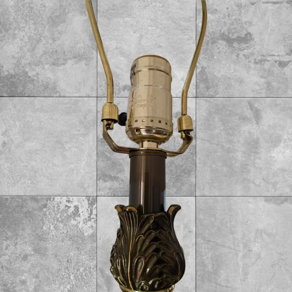VTG Onyx Marble Brass Table Lamp Hollywood Regency Sty Lighting Italy Urn Shade